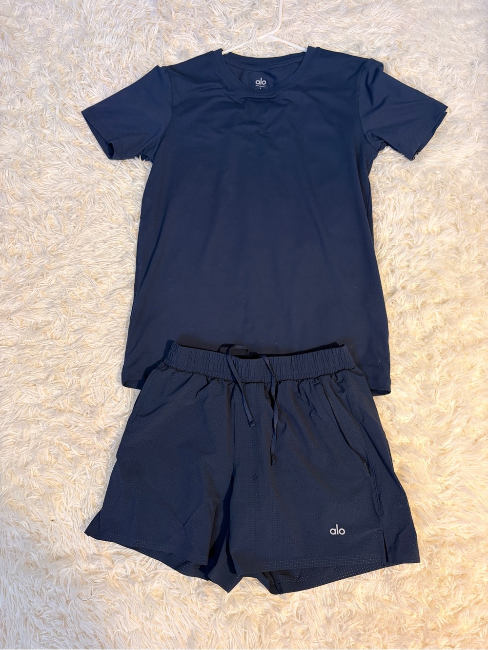 Alo Navy Active Tee & Shorts Set